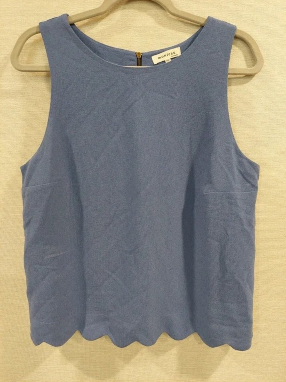 Monteau Los Angeles Sleeveless Scalloped Hem Top | Women's L | NWOT